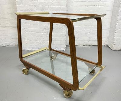 Austrian Walnut and Brass Two Tier Bar Cart