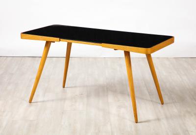 Austrian Wood and Black Glass Side Table circa 1940