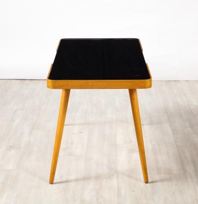 Austrian Wood and Black Glass Side Table circa 1940