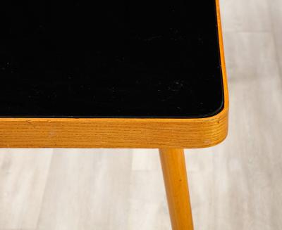 Austrian Wood and Black Glass Side Table circa 1940