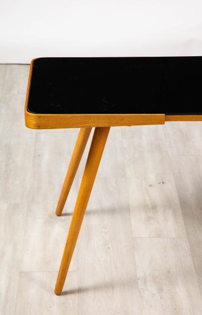 Austrian Wood and Black Glass Side Table circa 1940