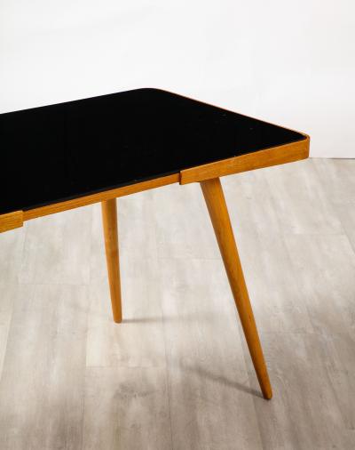 Austrian Wood and Black Glass Side Table circa 1940