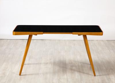 Austrian Wood and Black Glass Side Table circa 1940