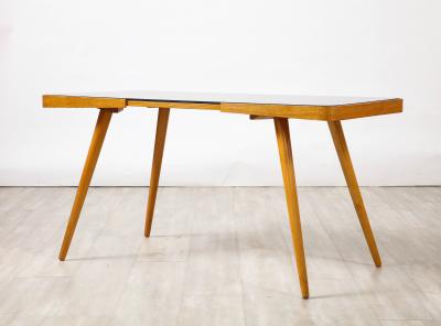 Austrian Wood and Black Glass Side Table circa 1940