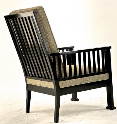 Austrian secession blackened wood pair of refined lounge chair