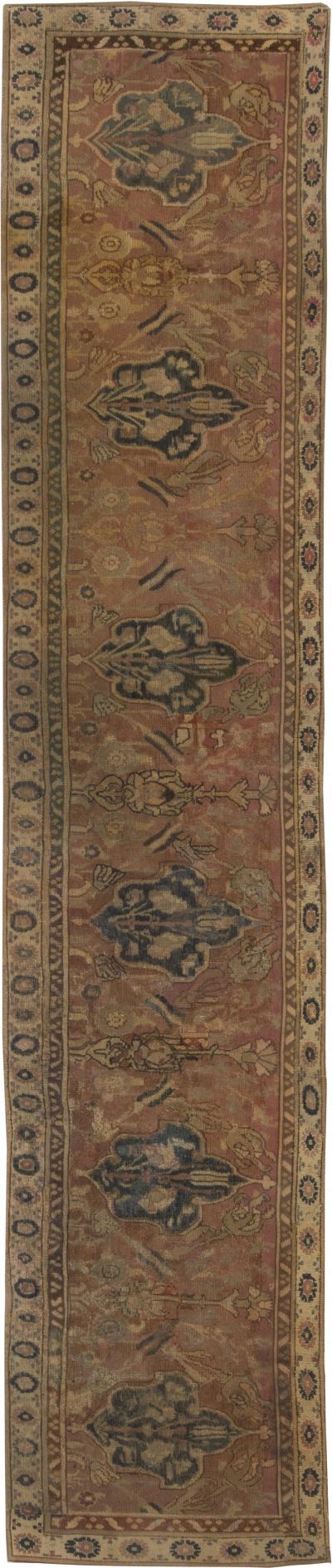 Authentic 17th Century Narrow Cairene Dusty Rose Handmade Wool Runner
