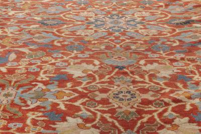 Authentic 1900s Large Persian Sultanabad Red Handmade Wool Rug Size Adjusted 