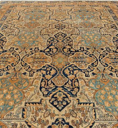 Authentic 1900s Persian Kirman Botanic Handmade Wool Carpet