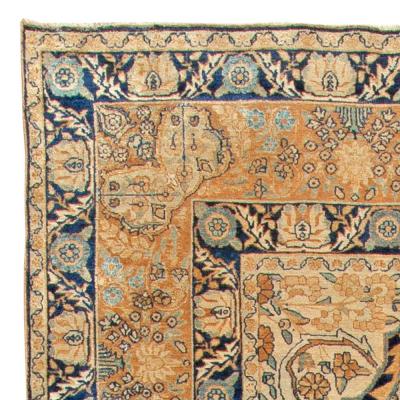 Authentic 1900s Persian Kirman Botanic Handmade Wool Carpet