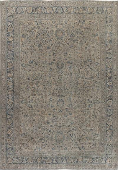Authentic 1900s Persian Kirman Handmade Wool Rug
