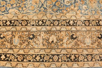 Authentic 1900s Persian Meshad Blue Handmade Wool Carpet