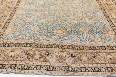 Authentic 1900s Persian Meshad Blue Handmade Wool Carpet