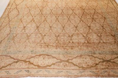 Authentic 1900s Persian Tabriz Handmade Brown Handmade Wool Rug