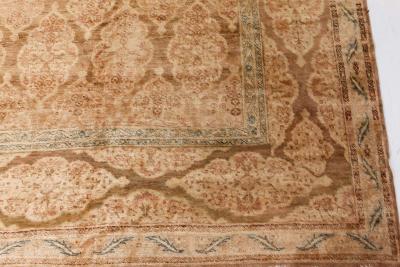 Authentic 1900s Persian Tabriz Handmade Brown Handmade Wool Rug