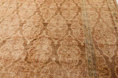 Authentic 1900s Persian Tabriz Handmade Brown Handmade Wool Rug