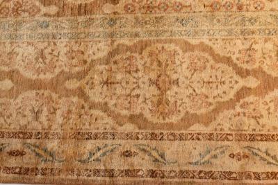 Authentic 1900s Persian Tabriz Handmade Brown Handmade Wool Rug