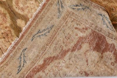 Authentic 1900s Persian Tabriz Handmade Brown Handmade Wool Rug