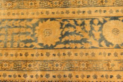 Authentic 1900s Persian Tabriz Yellow Handmade Wool Carpet