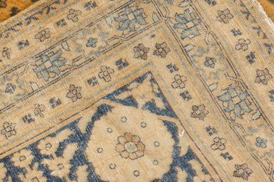 Authentic 1900s Persian Tabriz Yellow Handmade Wool Carpet