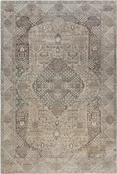 Authentic 19th Century Beige Persian Tabriz Rug