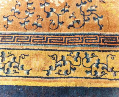 Authentic 19th Century Chinese Yellow Handmade Wool Rug