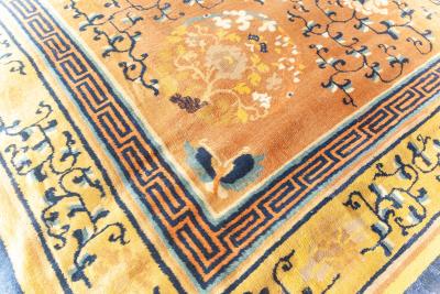 Authentic 19th Century Chinese Yellow Handmade Wool Rug