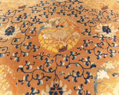 Authentic 19th Century Chinese Yellow Handmade Wool Rug