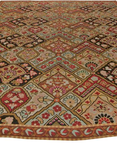 Authentic 19th Century French Aubusson Botanic Colorful Handmade Wool Rug