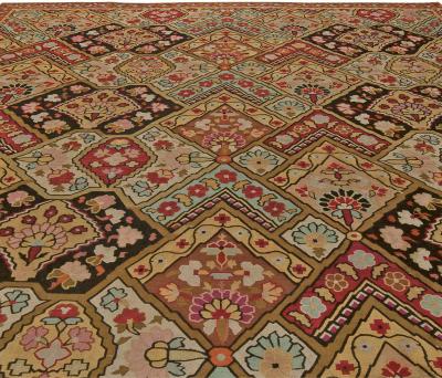 Authentic 19th Century French Aubusson Botanic Colorful Handmade Wool Rug