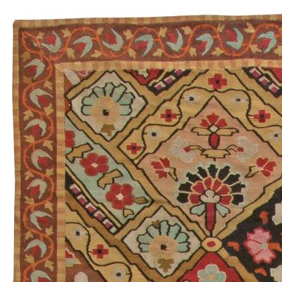Authentic 19th Century French Aubusson Botanic Colorful Handmade Wool Rug