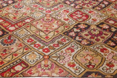 Authentic 19th Century French Aubusson Floral Motifs Handmade Rug