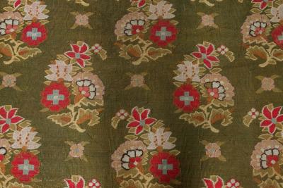 Authentic 19th Century French Aubusson Green Pink Handmade Rug