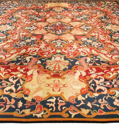 Authentic 19th Century French Aubusson Red Handmade Wool Rug