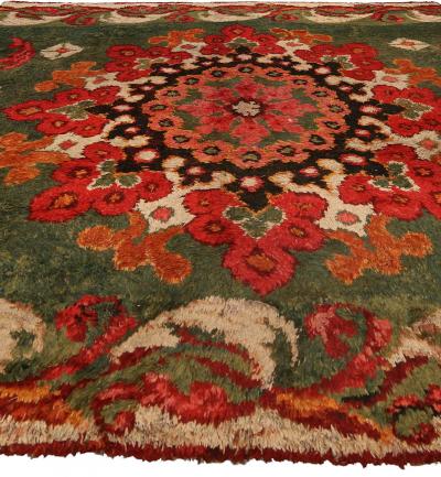 Authentic 19th Century French Green Red fragment Rug
