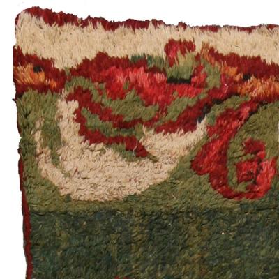 Authentic 19th Century French Green Red fragment Rug