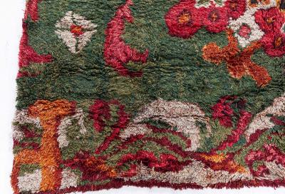 Authentic 19th Century French Green Red fragment Rug