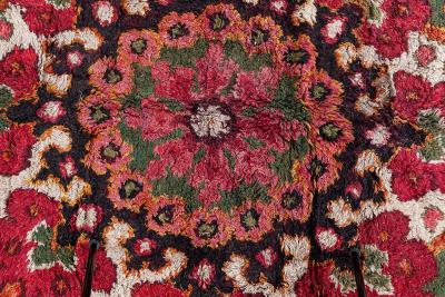 Authentic 19th Century French Green Red fragment Rug