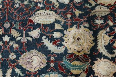Authentic 19th Century Indian Agra Floral Green Red Handmade Wool Carpet