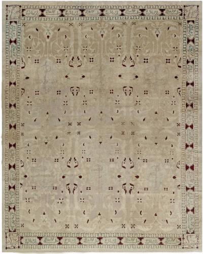 Authentic 19th Century Indian Agra Handmade Wool Carpet