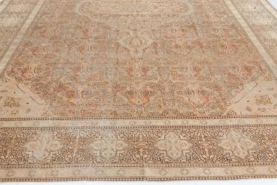 Authentic 19th Century Indian Amritsar Beige Brown Handmade Wool Rug