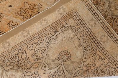 Authentic 19th Century Indian Amritsar Beige Brown Handmade Wool Rug