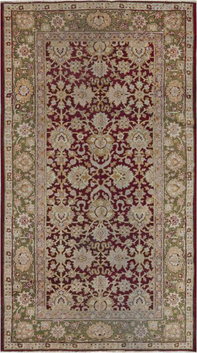 Authentic 19th Century Indian Amritsar Botanic Design Hand Knotted Wool Rug