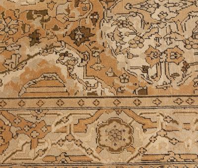 Authentic 19th Century Indian Amritsar Brown and Beige Handwoven Wool Rug