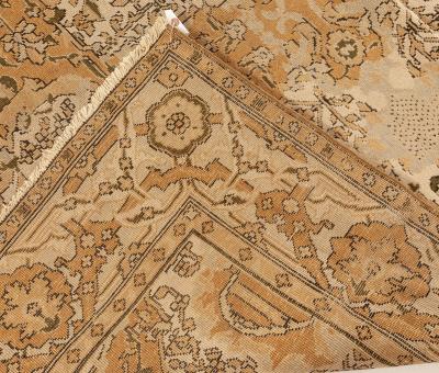 Authentic 19th Century Indian Amritsar Brown and Beige Handwoven Wool Rug