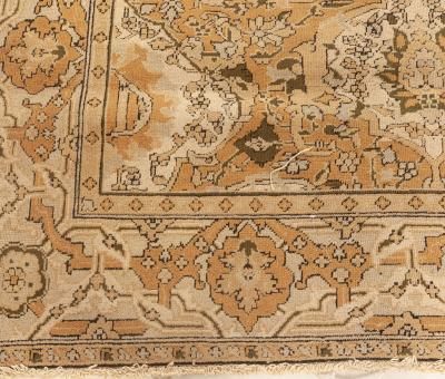 Authentic 19th Century Indian Amritsar Brown and Beige Handwoven Wool Rug