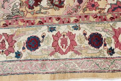 Authentic 19th Century Indian Amritsar Floral Design Pink Blue Green Wool Rug