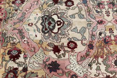 Authentic 19th Century Indian Amritsar Floral Design Pink Blue Green Wool Rug