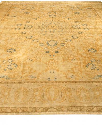 Authentic 19th Century Indian Beige Wool Rug