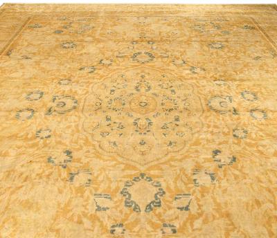 Authentic 19th Century Indian Beige Wool Rug