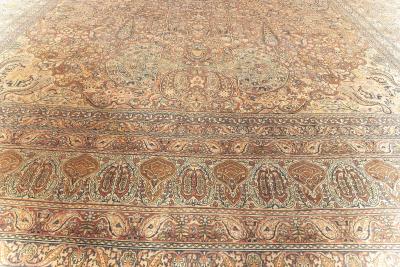 Authentic 19th Century Oversized Persian Kirman Handmade Wool Rug